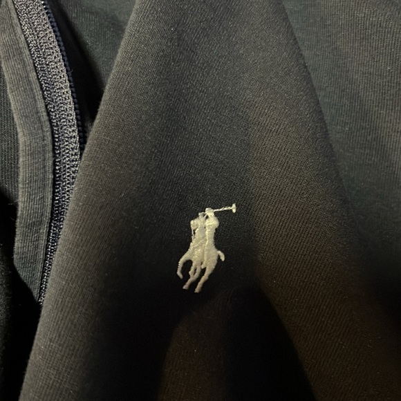 5X blue polo zip up with hood - Picture 3 of 4